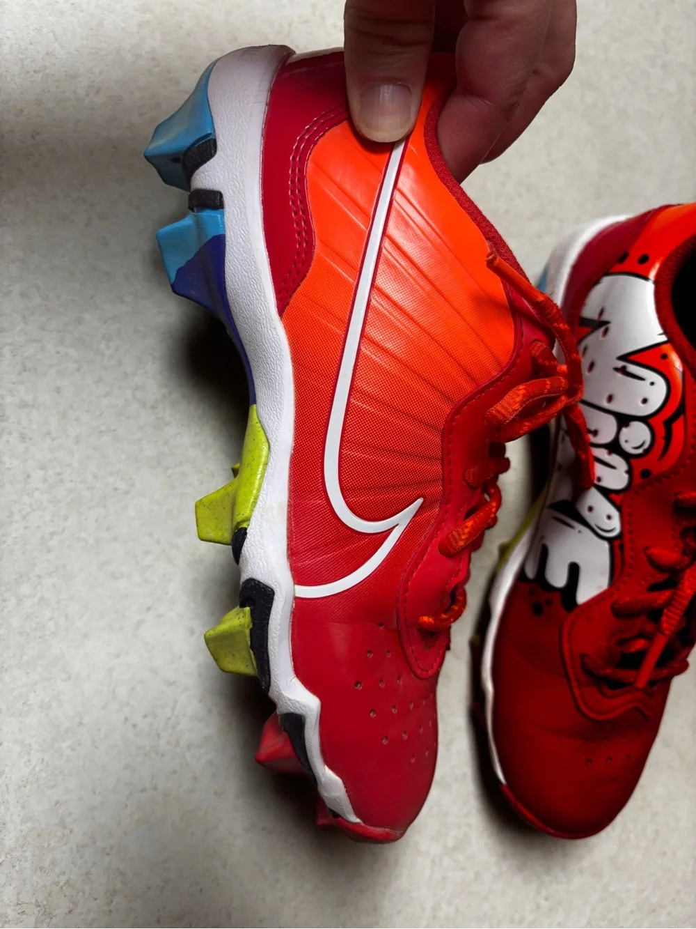 Nike baseball cleats Hyper crimson/Gummy worm